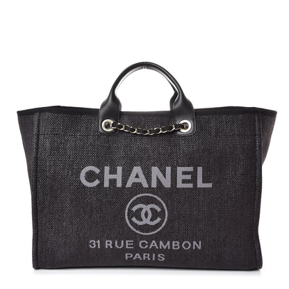 Chanel Woven Straw Raffia Large Deauville Tote Black 1 of 7