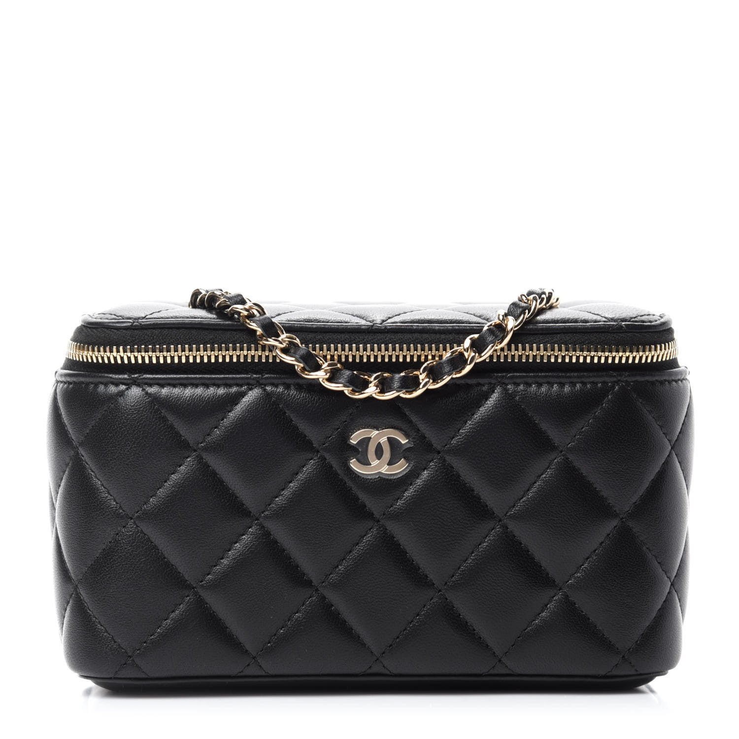 Chanel Lambskin Quilted Small Vanity Case With Chain Black 1 of 10