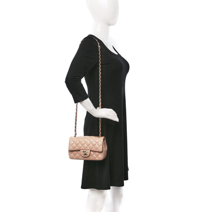 Chanel Lambskin Quilted Mini Rectangular Flap Beige 2 of 11