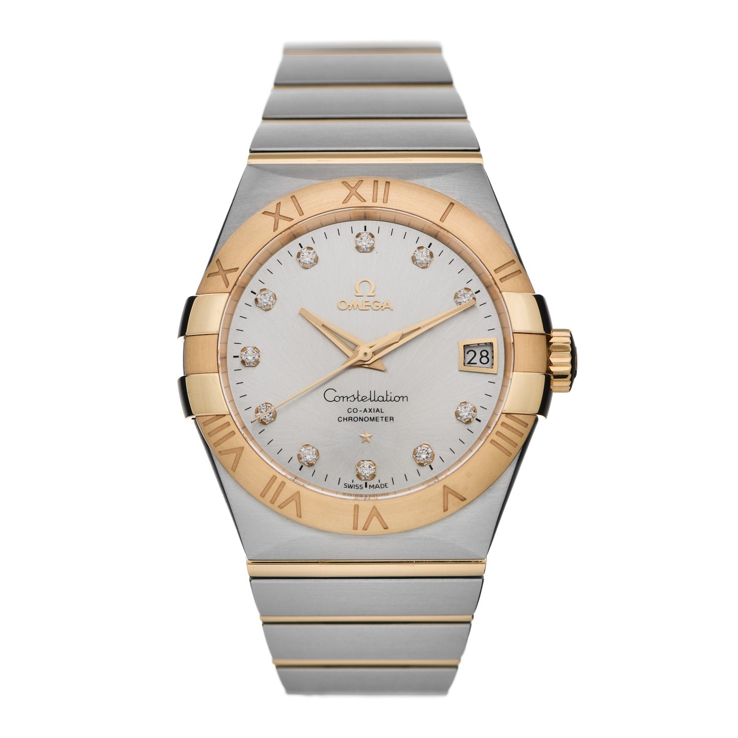 Stainless Steel 18K Yellow Gold Diamond 38mm Constellation Automatic Watch 123.20.38.21.52.002