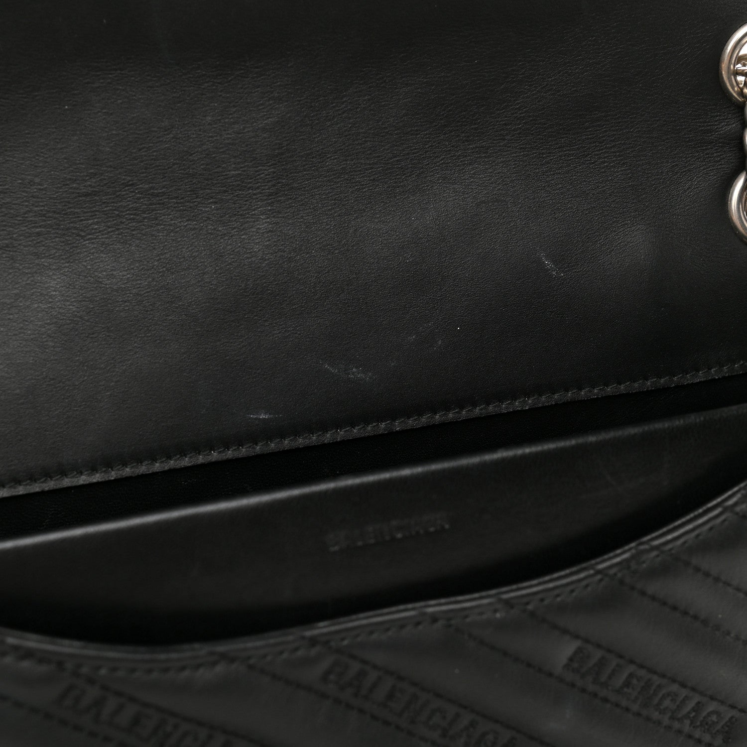 Balenciaga Calfskin Logo Matelasse Large Round Shoulder Bag Black 7 of 11