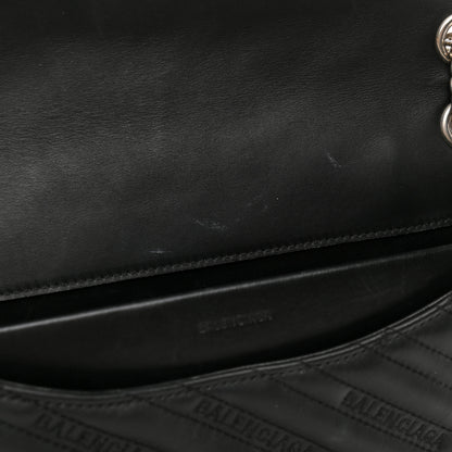 Balenciaga Calfskin Logo Matelasse Large Round Shoulder Bag Black 7 of 11