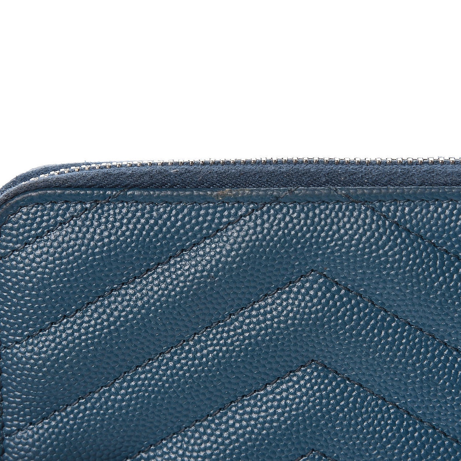 Saint Laurent Grain De Poudre Matelasse Compact Zip Around Wallet Peacock Green 18 of 21