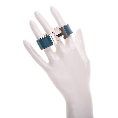 Hermes Enamel Wide Clic Clac H Bracelet PM Petrole 2 of 5