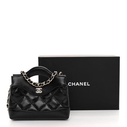 Chanel Shiny Lambskin Quilted Micro 31 Clutch With Chain Black 11 of 11