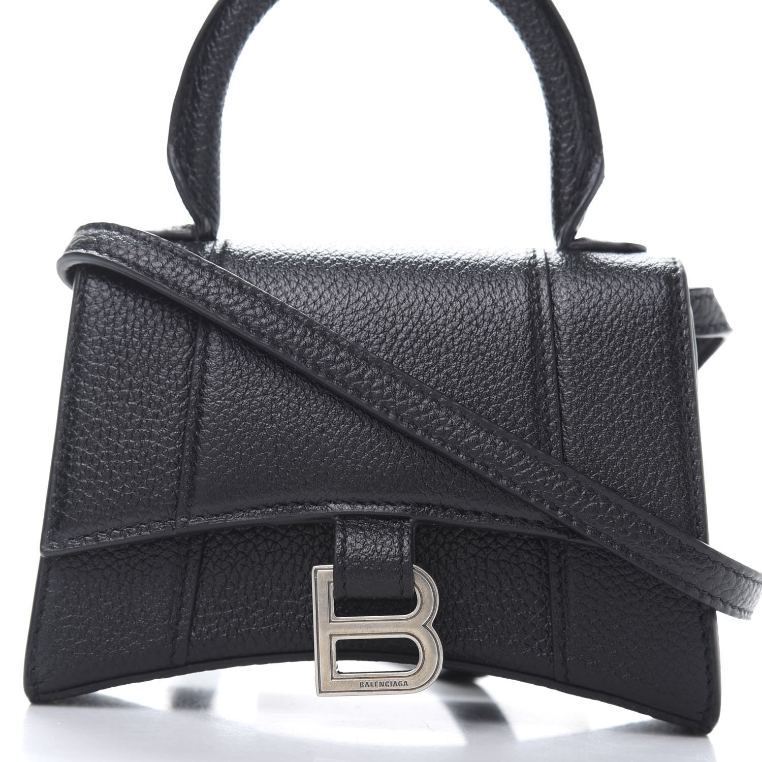 Balenciaga Grained Calfskin Hourglass Top Handle Bag Mini Black 10 of 10
