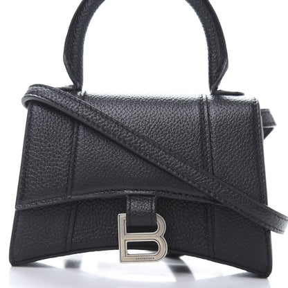 Balenciaga Grained Calfskin Hourglass Top Handle Bag Mini Black 10 of 10