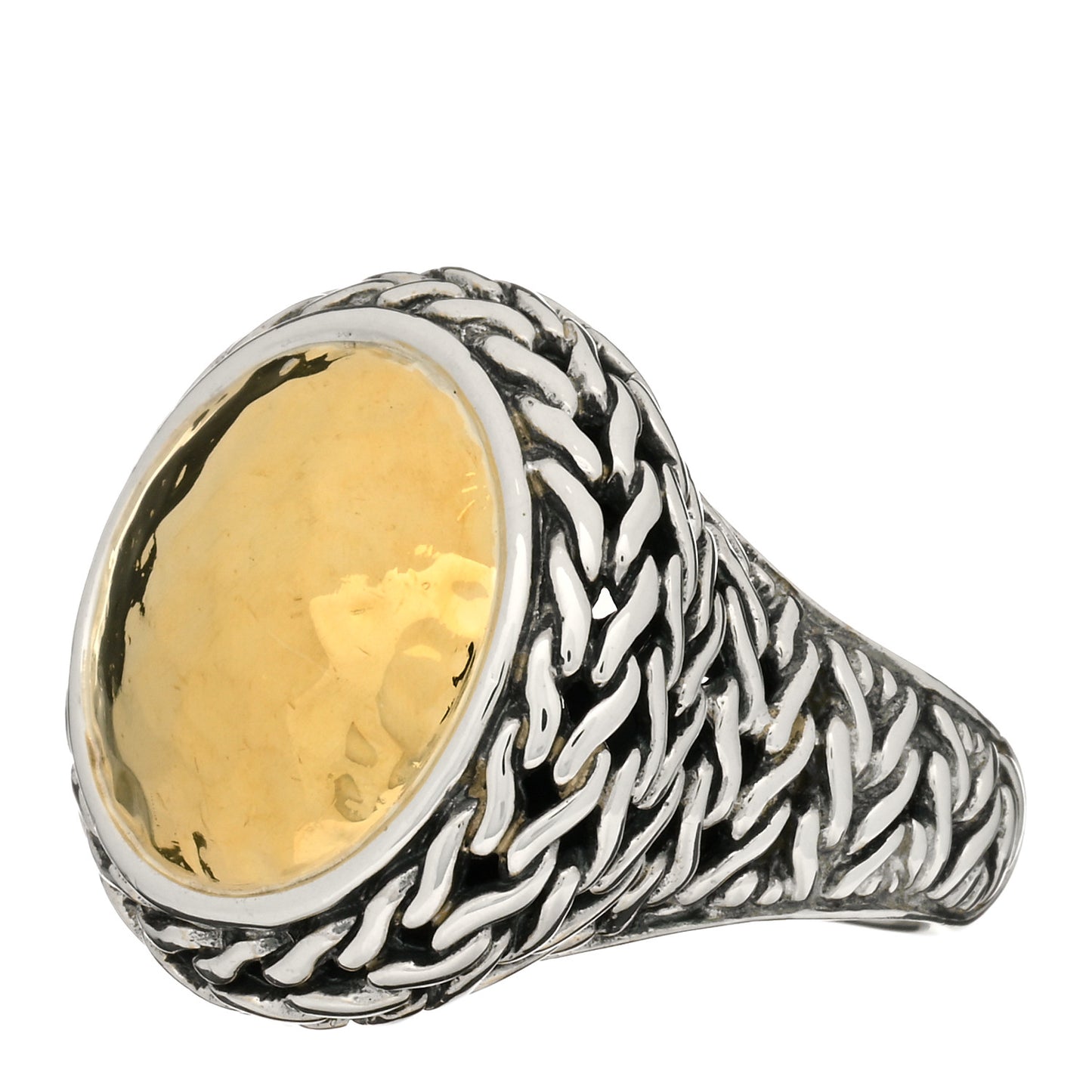 Sterling Silver 22K Yellow Gold Palu Hammered Dome Ring 51 5.75