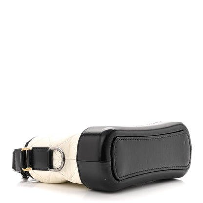 Chanel Aged Calfskin Quilted Small Gabrielle Hobo Black White 4 of 12