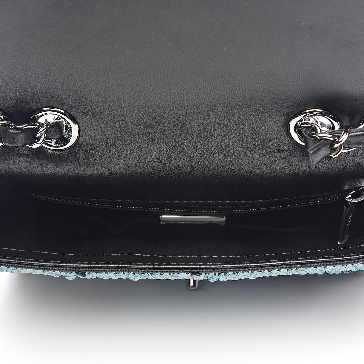Sequin Lambskin Mini Flap Blue Black