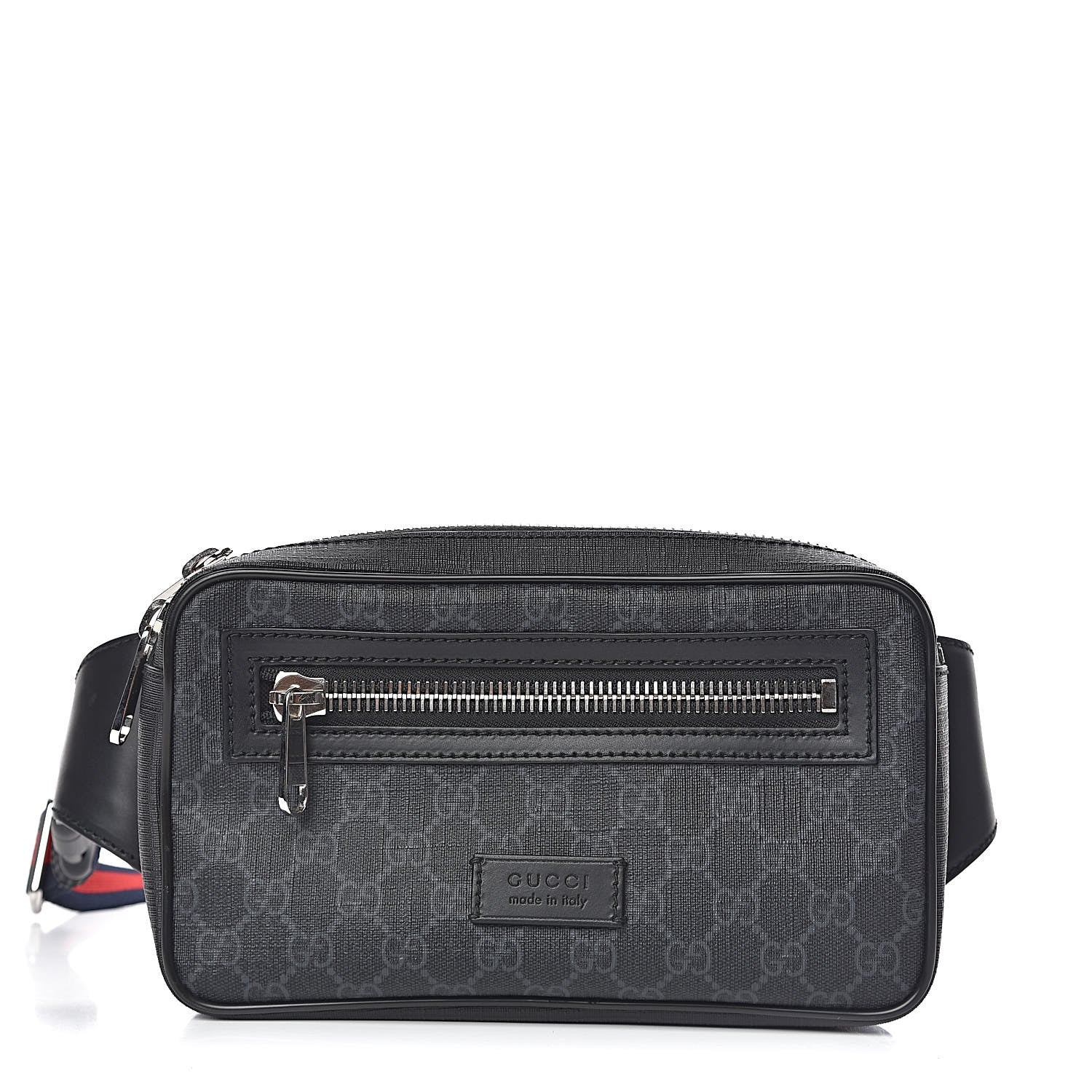 Gucci Soft GG Supreme Monogram Web Belt Bag Black Grey 1 of 10