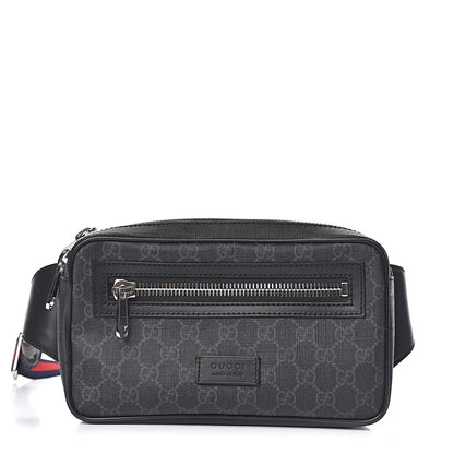 Gucci Soft GG Supreme Monogram Web Belt Bag Black Grey 1 of 10