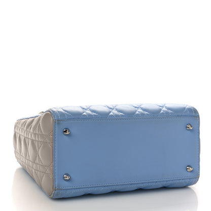 Christian Dior Lambskin Cannage Medium Bi-Color Lady Dior Blue Gray 4 of 11