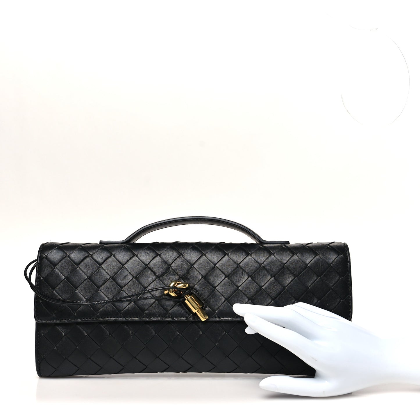 Nappa Intrecciato Long Andiamo Top Handle Clutch Black