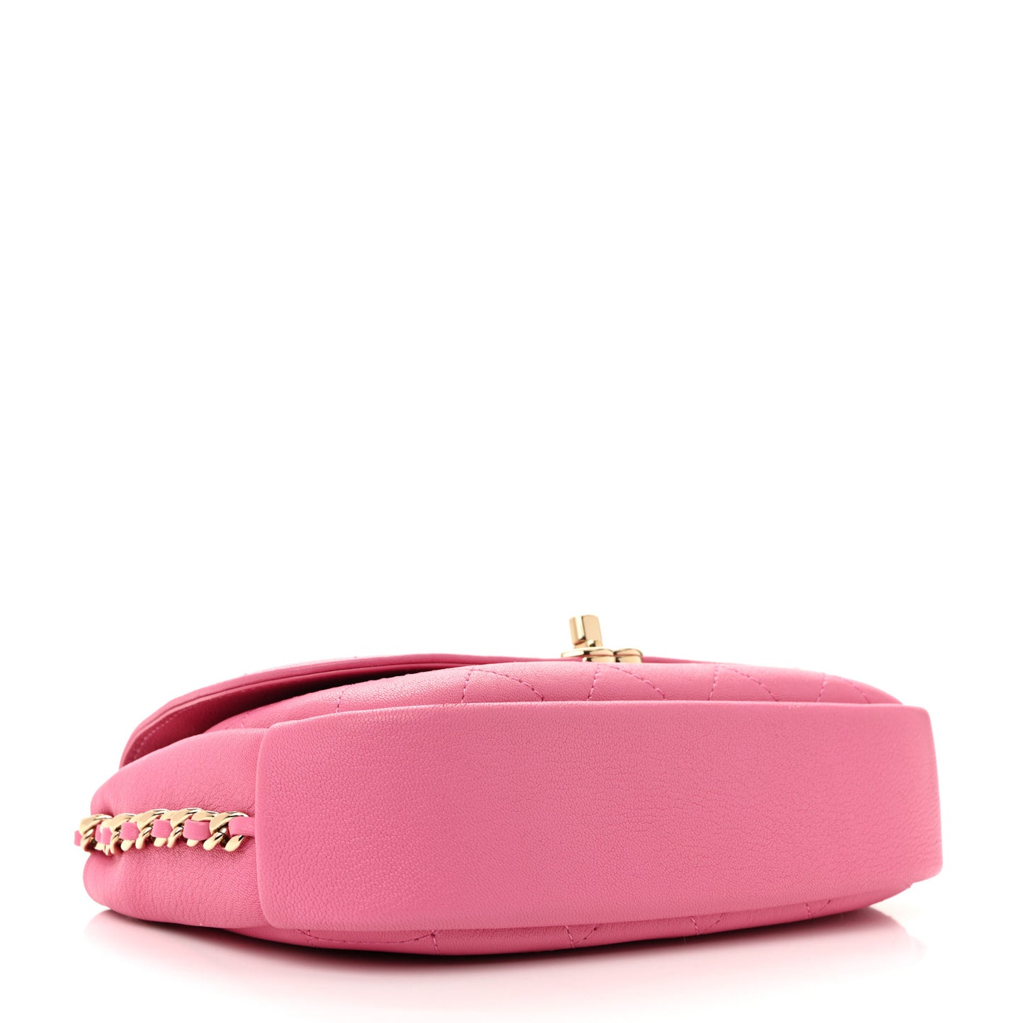 Goatskin Stitched Casual Trip Single Flap Pink