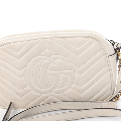Gucci Calfskin Matelasse Small GG Marmont Chain Shoulder Bag White 14 of 19