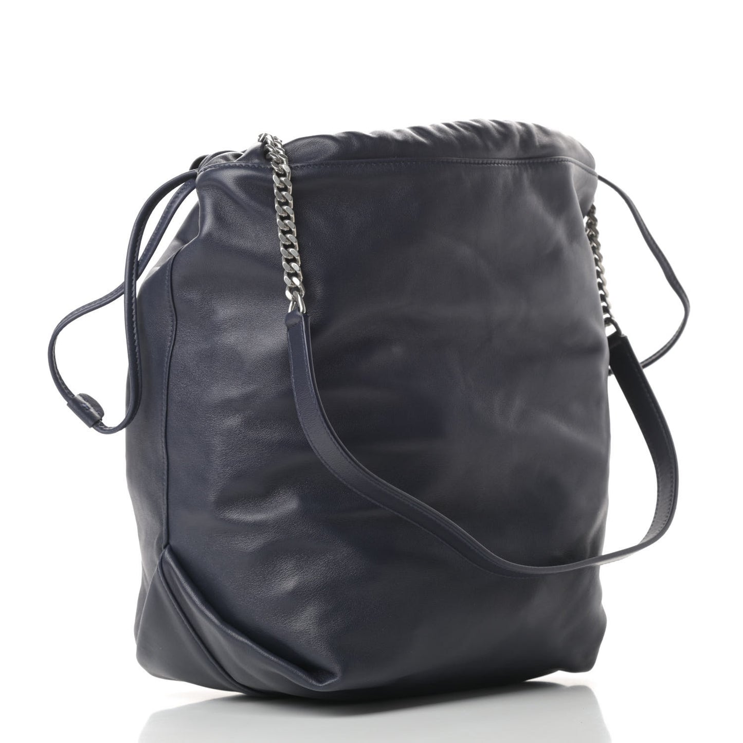 Lambskin Teddy Drawstring Bag Navy