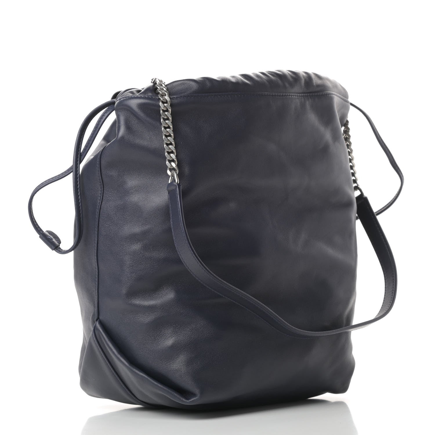 Saint Laurent Lambskin Teddy Drawstring Bag Navy 4 of 11