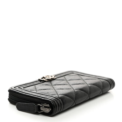 Chanel Caviar Quilted Small Boy Zip Around Wallet Black 4 of 10