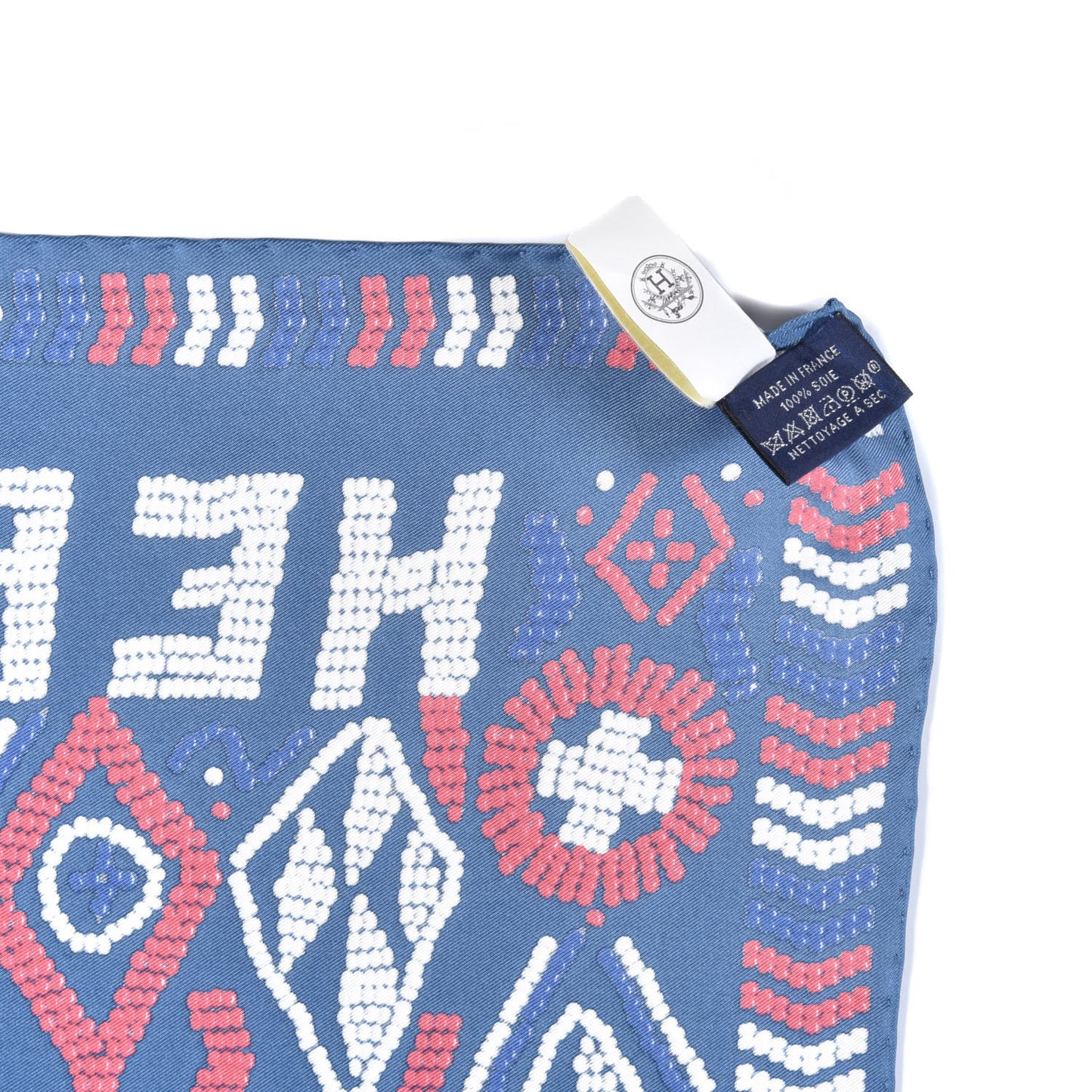 Silk Jersey Kelly En Perles Scarf 45 Bleu Jean Framboise