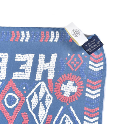 Hermes Silk Jersey Kelly En Perles Scarf 45 Bleu Jean Framboise 2 of 4