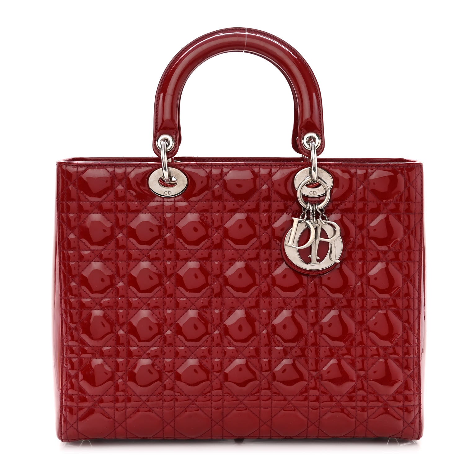 Christian Dior Patent Cannage Large Lady Dior Red 1 of 12