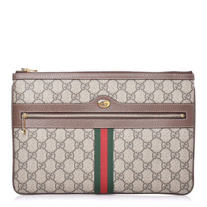 Gucci GG Supreme Monogram Large Ophidia Pouch Clutch Brown 1 of 9