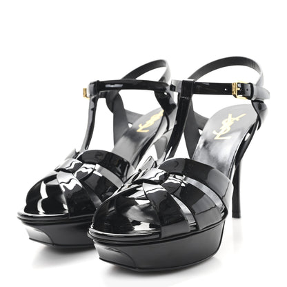 Saint Laurent Patent Tribute 75 Platform Sandals 38.5 Black 4 of 10