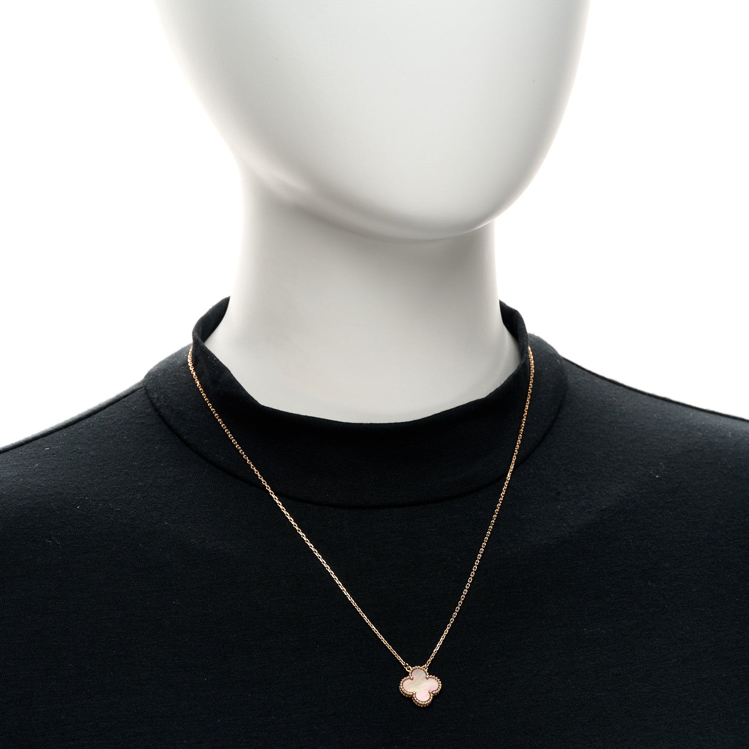 Van Cleef & Arpels 18K Rose Gold Gray Mother of Pearl Vintage Alhambra Pendant Necklace 2 of 4
