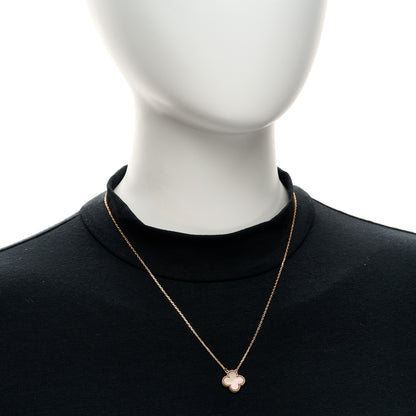 Van Cleef & Arpels 18K Rose Gold Gray Mother of Pearl Vintage Alhambra Pendant Necklace 2 of 4