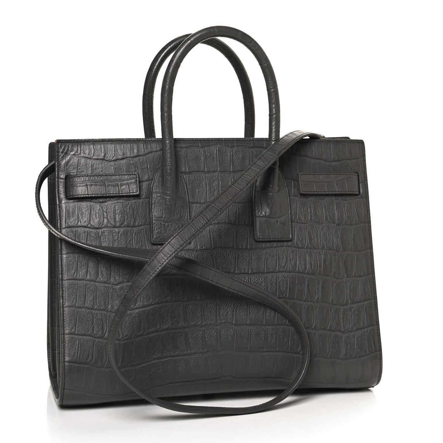 Calfskin Crocodile Embossed Small Sac De Jour Fog