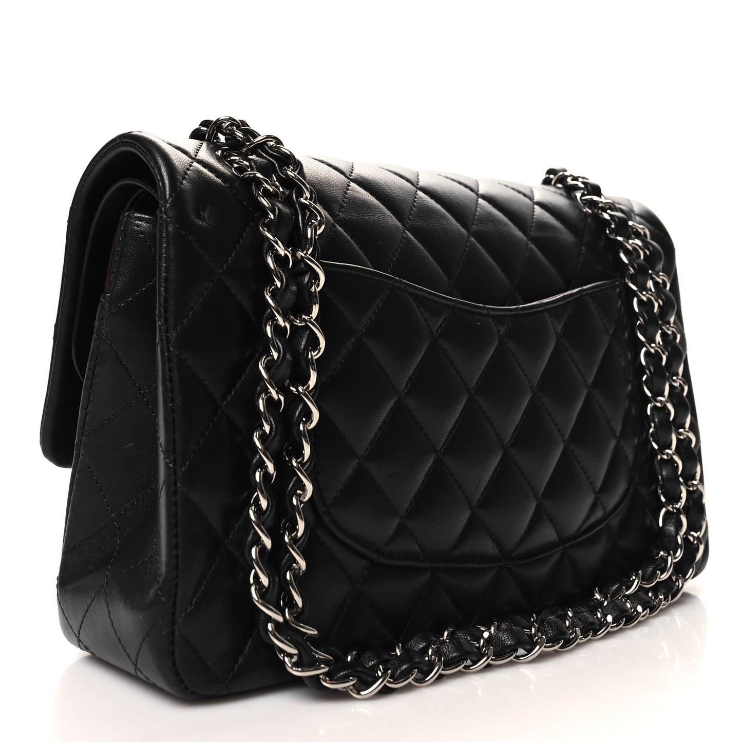 Lambskin Quilted Medium Double Flap Black