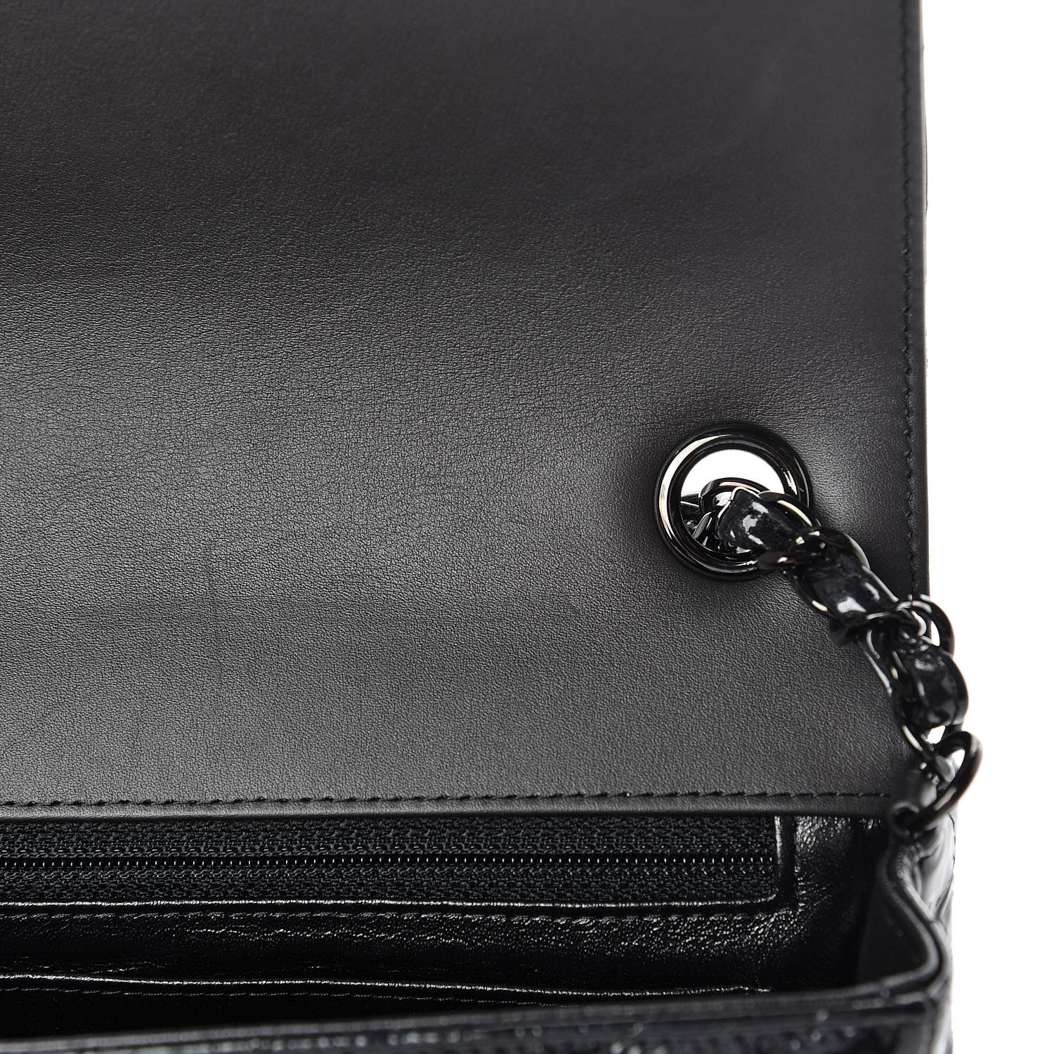 Chanel Patent Metallic Crumpled Calfskin Chevron Quilted Mini Rectangular Flap So Black 11 of 14