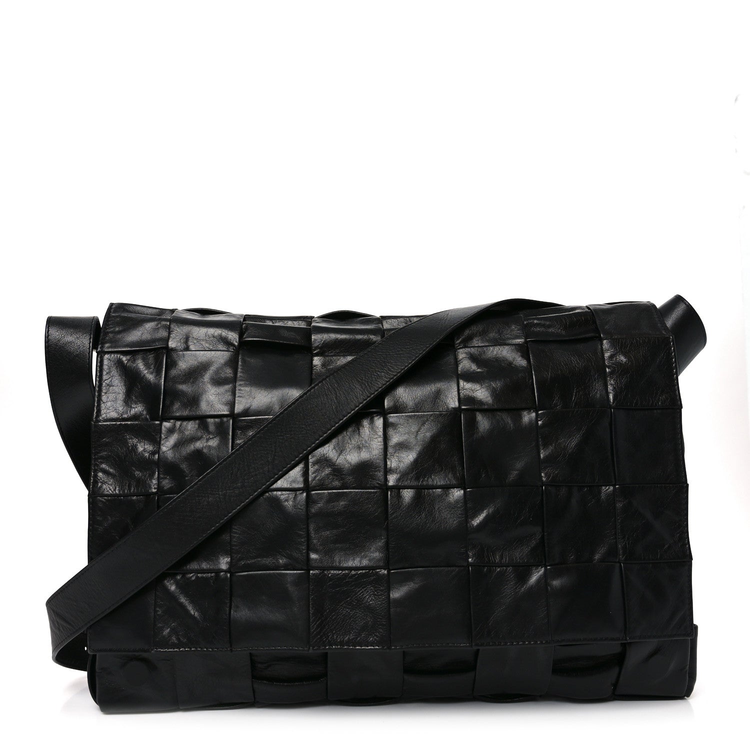 Bottega Veneta Paper Calfskin Maxi Intreccio Large Cassette Crossbody Bag Black 1 of 11
