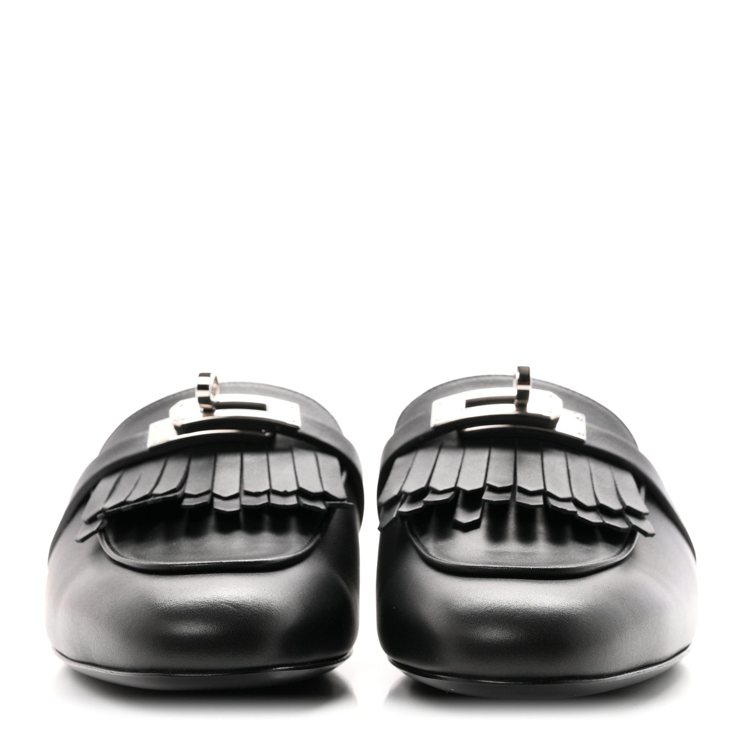 Fringed Calfskin Oz Mules 36.5 Black