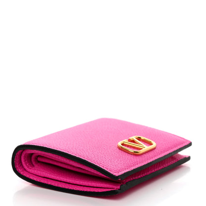 Valentino Garavani Grainy Calfskin Compact Vlogo Wallet Pink PP 4 of 7