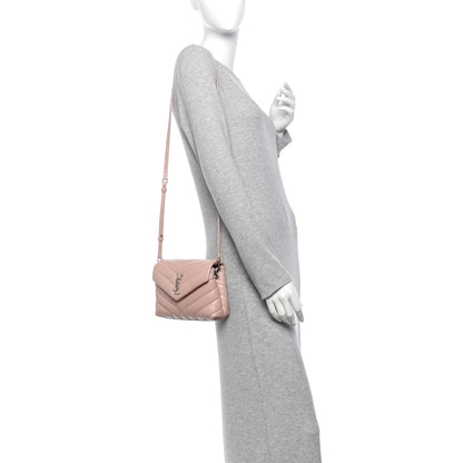 Saint Laurent Calfskin Y Quilted Monogram Toy Loulou Crossbody Bag Tender Pink 2 of 13