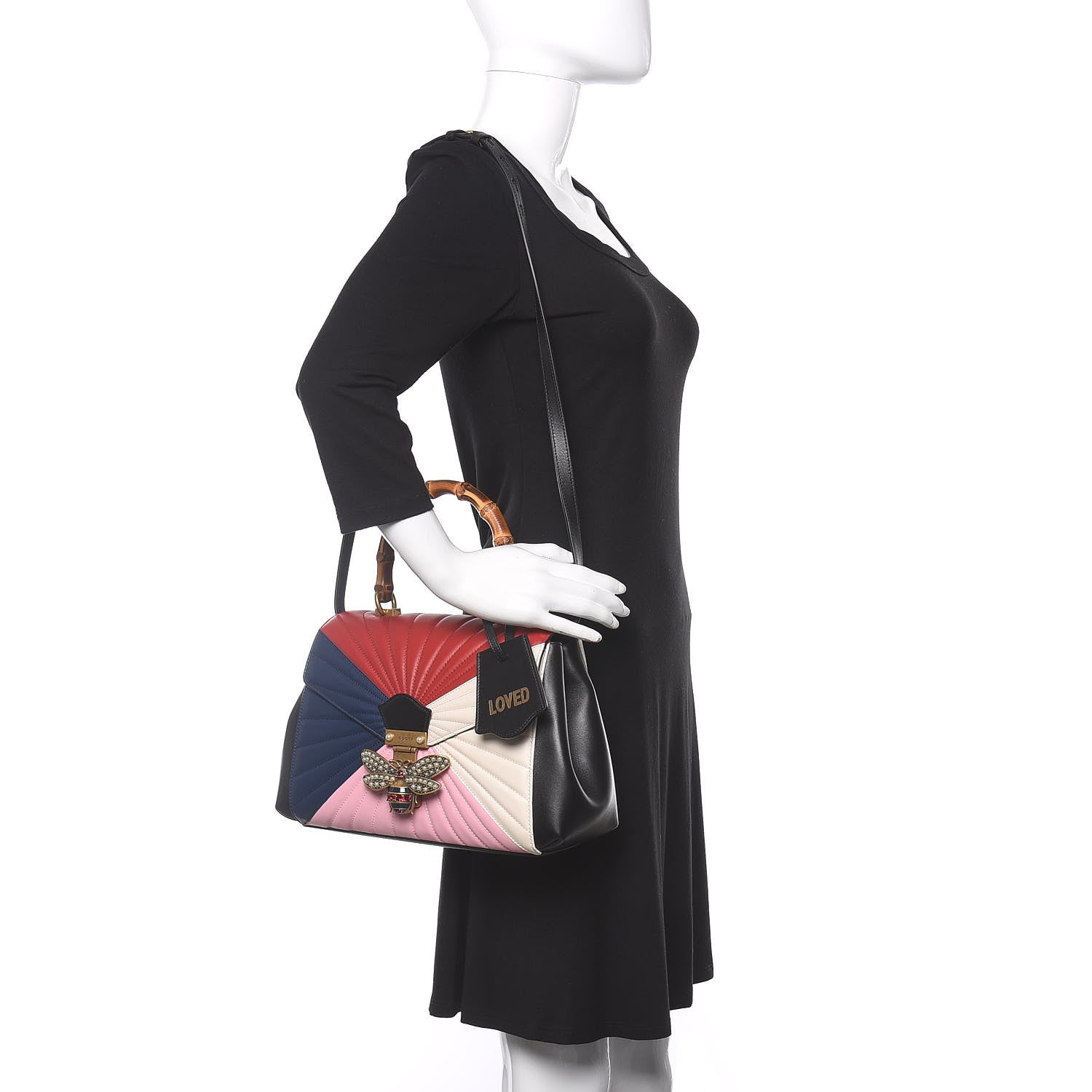 Gucci Calfskin Bamboo Trapuntata Queen Margaret Top Handle Bag Blue Agata Hibiscus Red Mystic White Sugar Pink 2 of 11