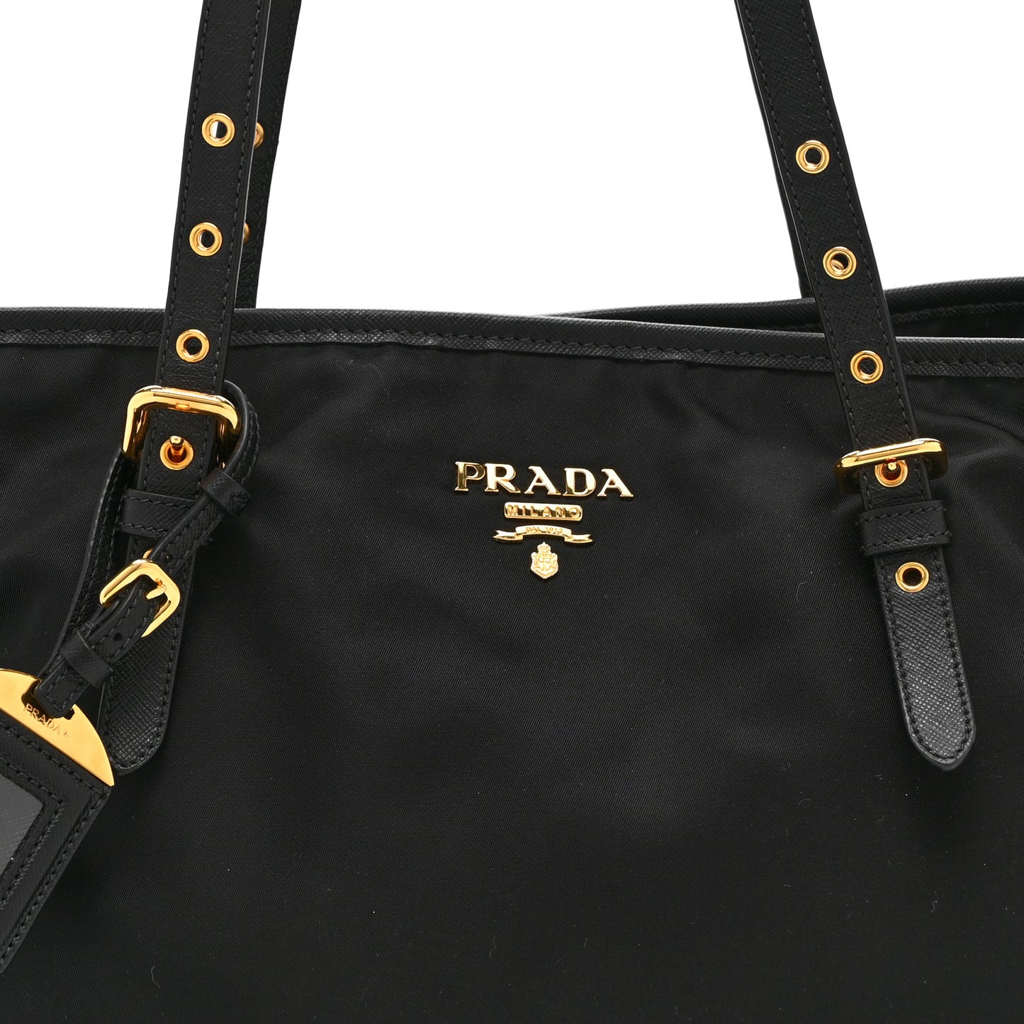Tessuto Nylon Saffiano Shopping Tote Black