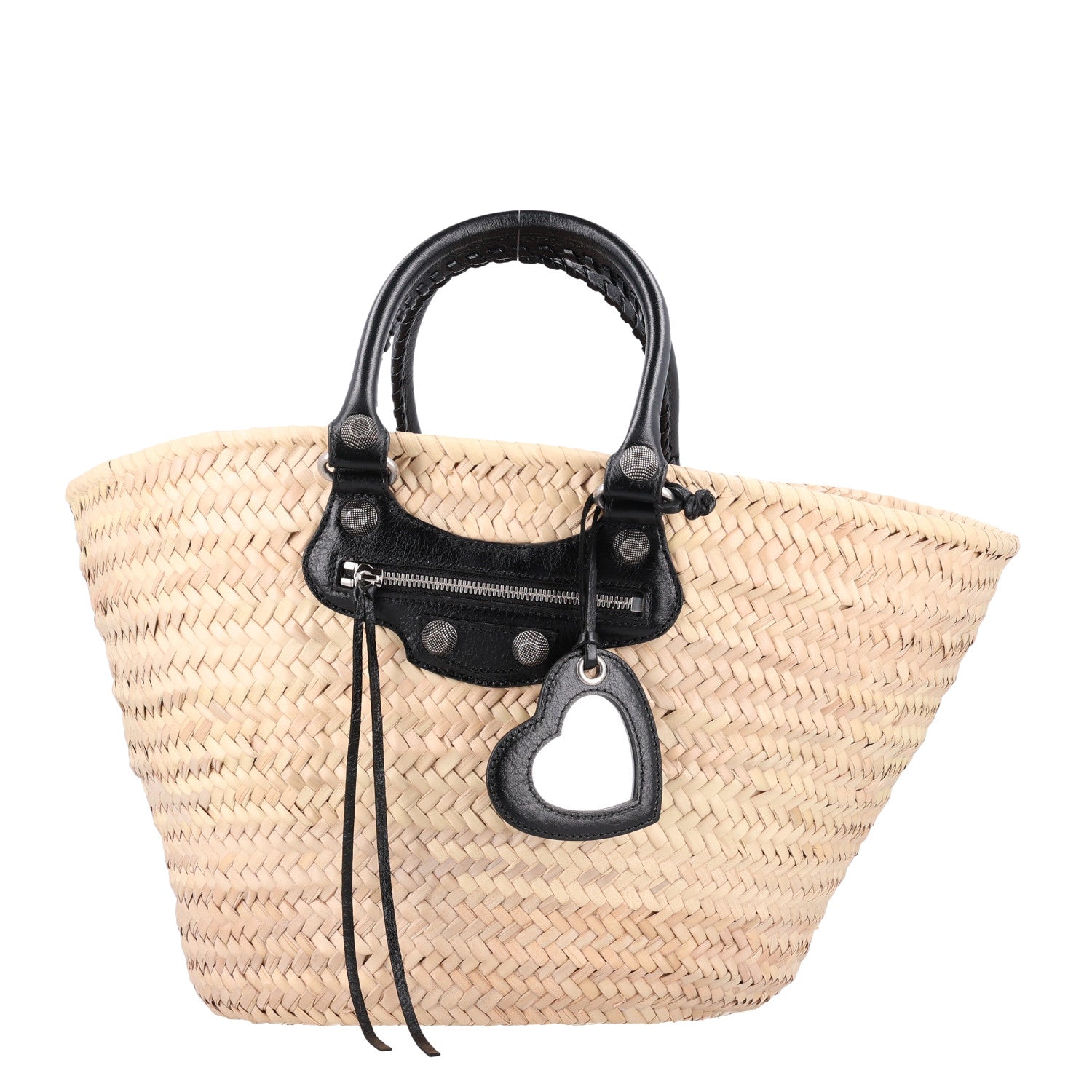 Balenciaga Raffia Woven Medium Le Cagole Tote Bag Black Natural 3 of 11