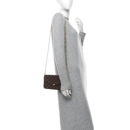 Louis Vuitton Damier Ebene Pochette Felicie Chain Wallet 2 of 10