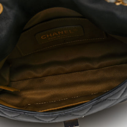 Chanel Lambskin Quilted Mademoiselle East West Flap Black White 5 of 10