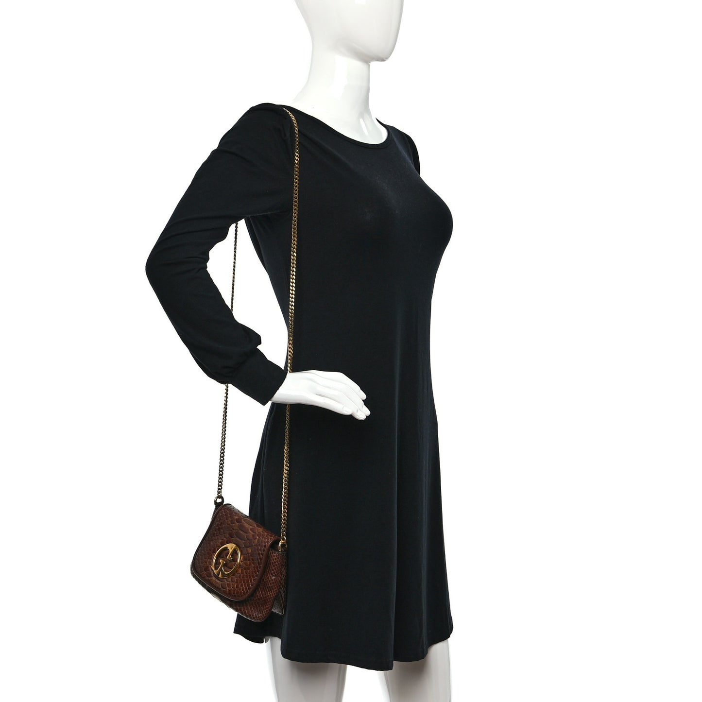 Snakeskin Small 1973 Chain Shoulder Bag Brown