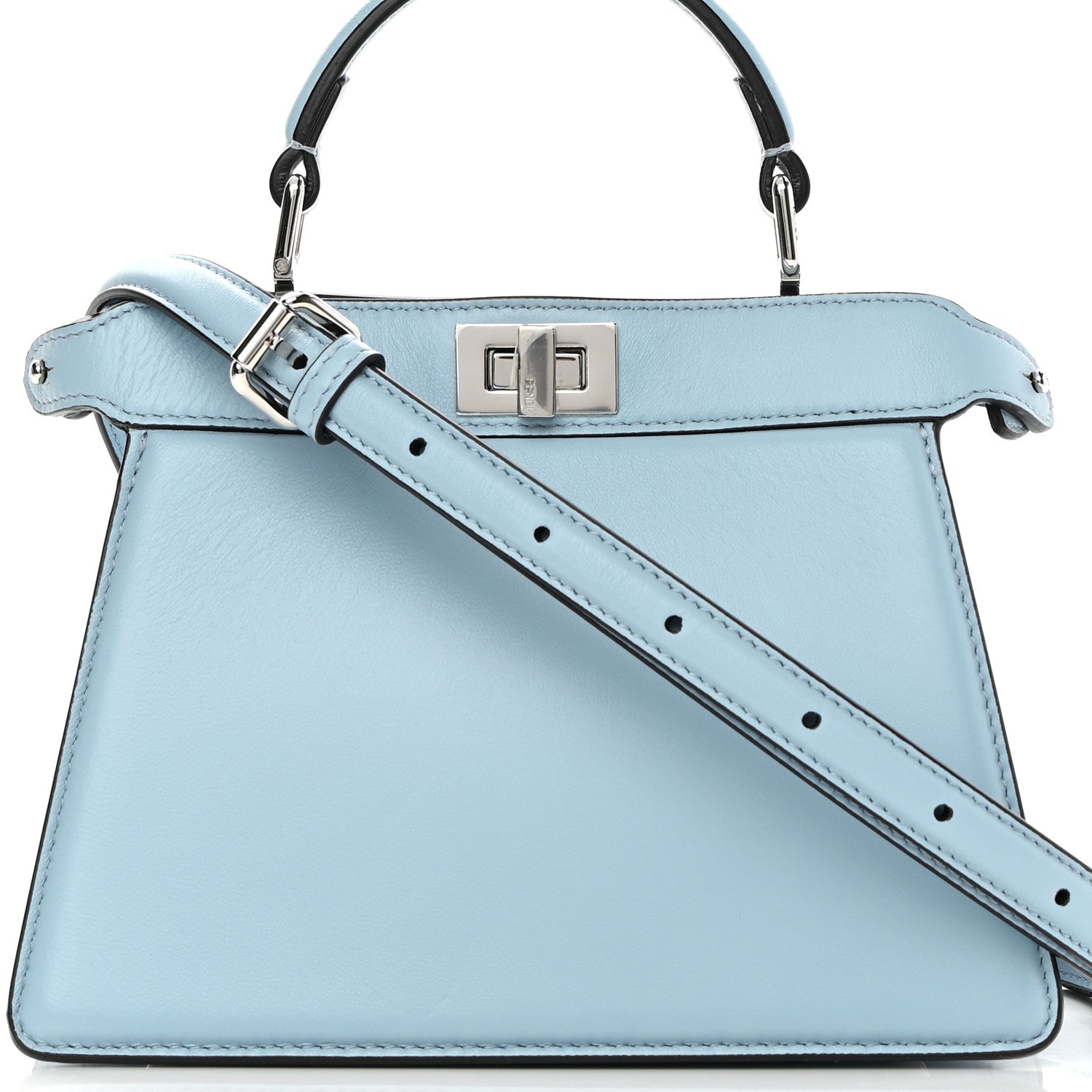 Fendi Shiny Nappa Petite Peekaboo I SEE U Satchel Azzurro Baby 9 of 12