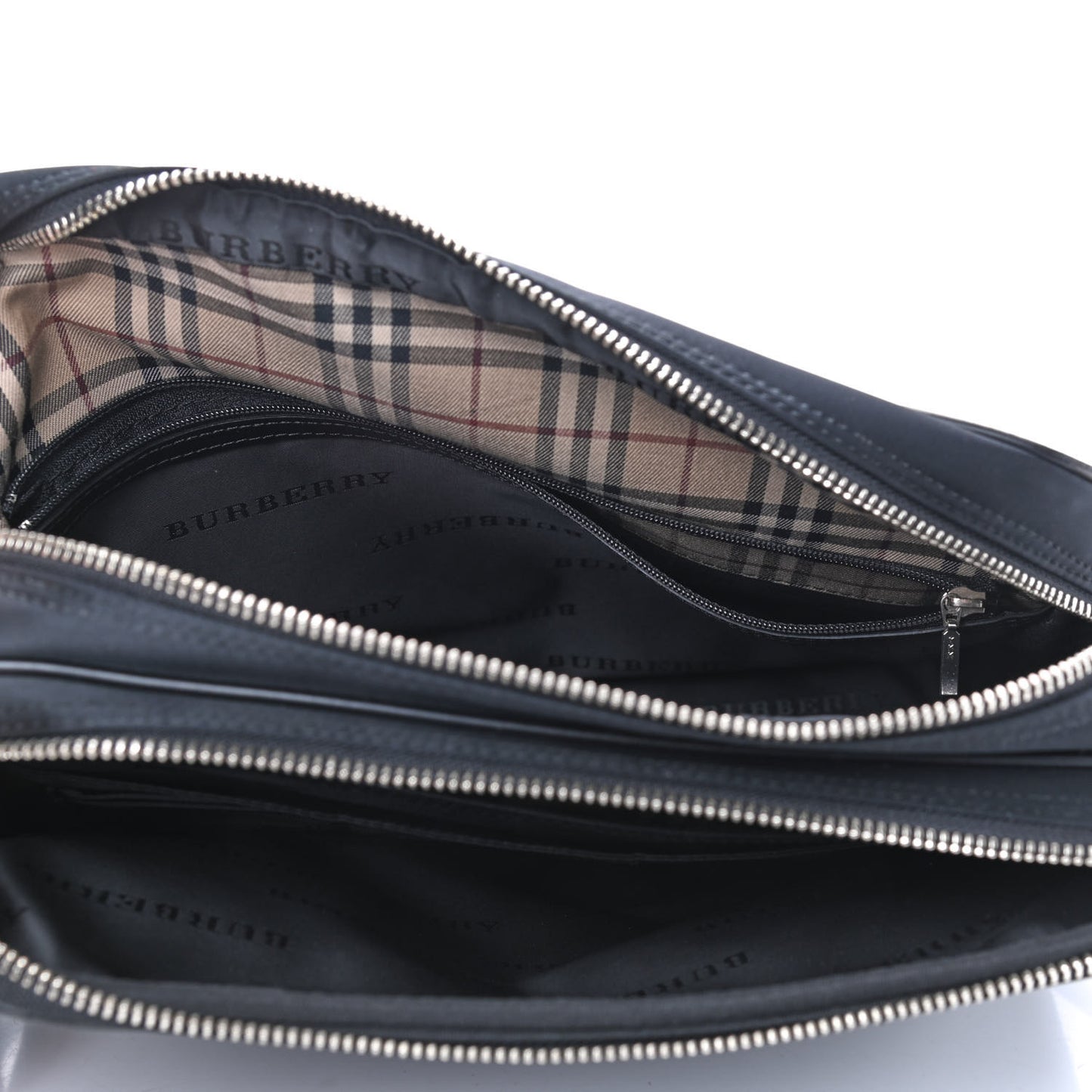 Nylon Zip Top Messenger Bag Black