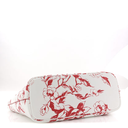 Salvatore Ferragamo Calfskin Floral Dragon Print Tote White Red 5 of 12