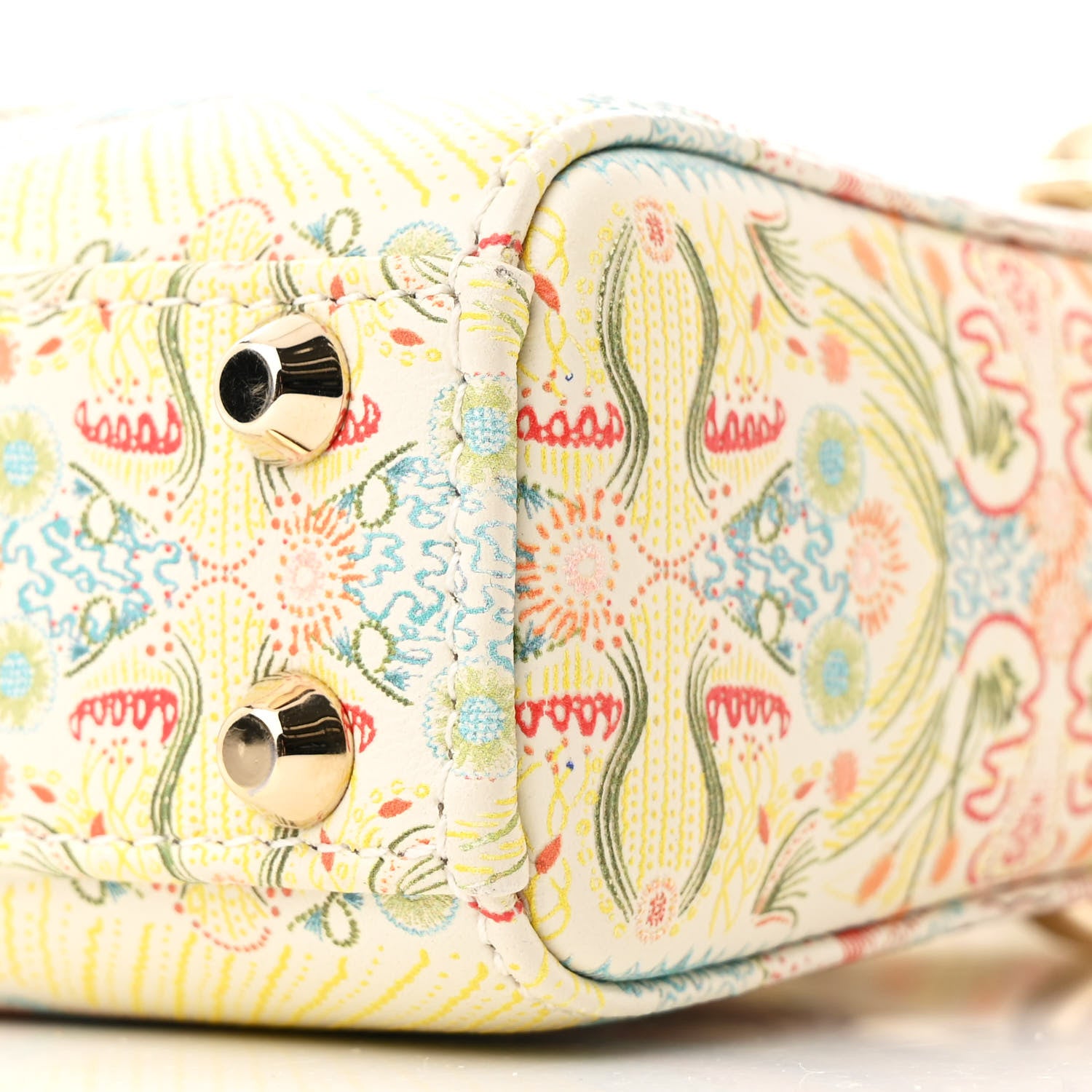 Christian Dior Calfskin Embroidered Mini Lady Dior White Multicolor 10 of 11