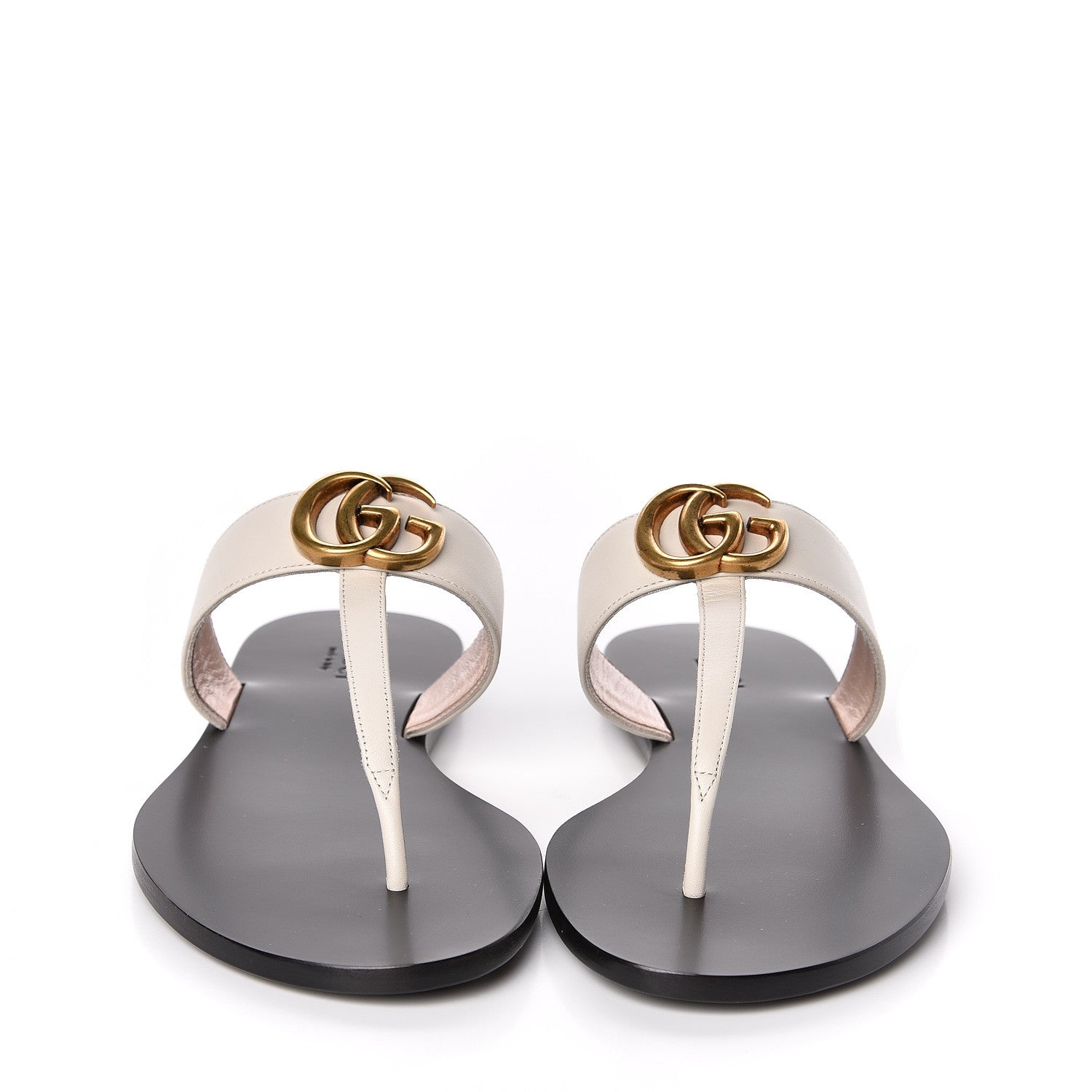 Gucci Calfskin GG Marmont Thong Sandals 38 Mystic White 2 of 8