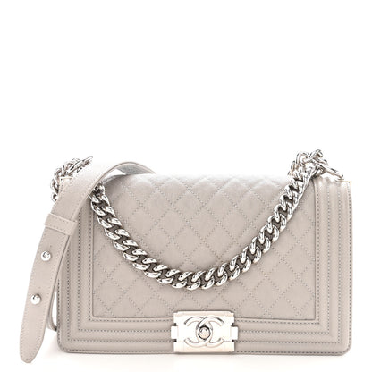 Chanel Caviar Quilted Medium Boy Flap Light Grey 1 of 9