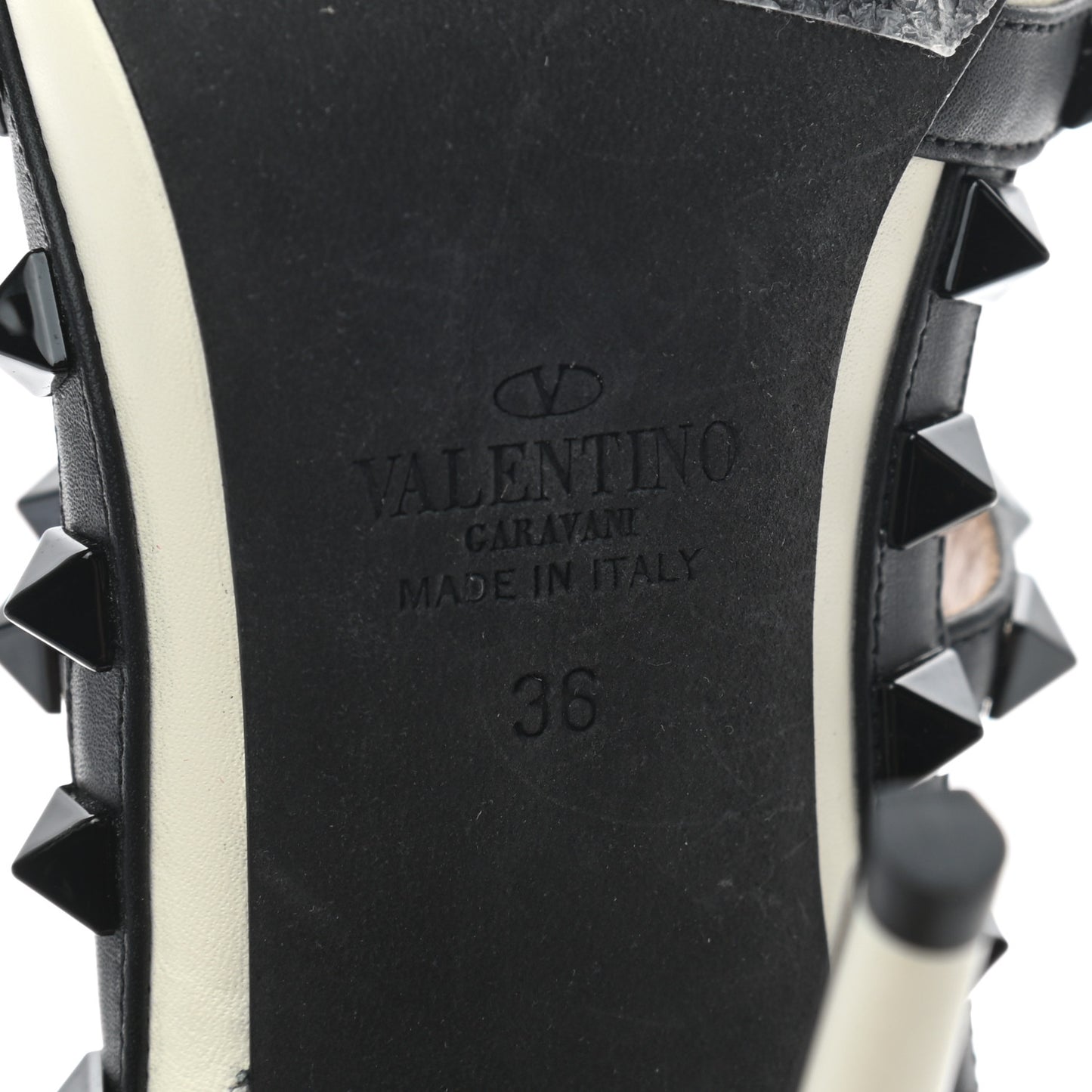 Nappa Rockstud Ankle Strap 100mm Pumps 36 Light Ivory Black